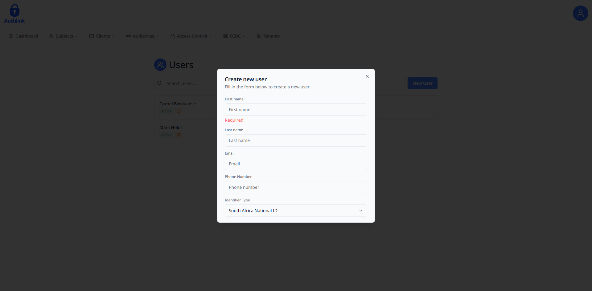 Create User Form